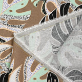Lin viscose printed rain of monsteras brown background