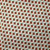 Satin de viscose imprimé carreaux superposés marron et menthe fond écru