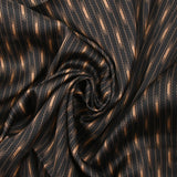 Viscose satin printed rain with wavy stripes black background