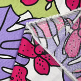 Lin viscose imprimé jardin tropical violet fond blanc