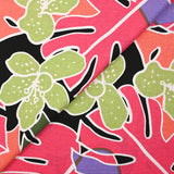 Lino impresa viscosa jardín tropical rosa corail fondo negro
