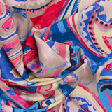 Viscose imprimée campagne bleu et fuchsia
