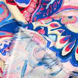 Viscose imprimée campagne bleu et fuchsia