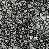 Crépon viscose rayé lurex argent cachemire fond noir