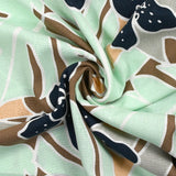 Impresión de lino viscosa jardín tropical agua verde padre