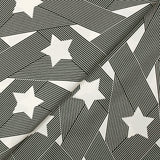 Fine viscose satin with black and off-white intertwined star print