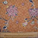 Linen Print Viscose Magnolia Fond Terre de Siena