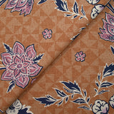 Linen Print Viscose Magnolia Fond Terre de Siena