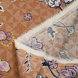Linen Print Viscose Magnolia Fond Terre de Siena