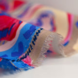 Viscose imprimée campagne bleu et fuchsia