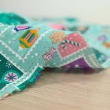 Christmas cotton printed enchanted flakes water green background
