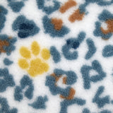 Polaire doudou imprimée léopard jaune et bleu glacier