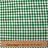 Polycoton tissé-teint aspect lin vichy vert prairie et blanc