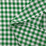 Polycoton tissé-teint aspect lin vichy vert prairie et blanc