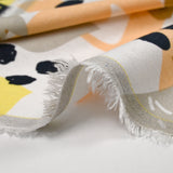 Linen Print viscose abstract yellow natural background white background