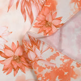 Coton élasthanne élégance florale pêche fond blanc cassé