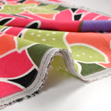 Lino impresa viscosa jardín tropical rosa corail fondo negro