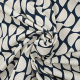 Popeline de coton imprimée demi-cercle fond bleu nuit