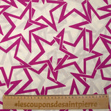 Star printed cotton poplin in magenta off-white background