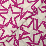 Star printed cotton poplin in magenta off-white background