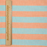 Coton rayé bleu et mandarine