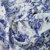 100% Lin Print Live Natural Marine White Fondo blanco