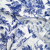 100% Lin Print Live Natural Marine White Fondo blanco