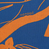 Printed viscose iconic flowers royal blue background