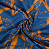 Printed viscose iconic flowers royal blue background