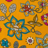 Velours de coton côtelé imprimé fleurs à l'ancienne fond moutarde
