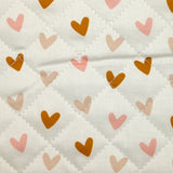 Coton matelassé double face Aurora pois et cœurs fond blanc au mètre