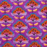 Coton matelassé double face Talia fleurs violet et brique au mètre