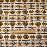 Fausse fourrure sherpa aztèque marron fond blanc cassé