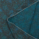 Lurex silk chiffon striped duck blue flowers anthracite background