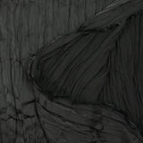 Black crinkle-effect pleated polyester satin
