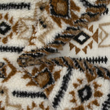 Fausse fourrure sherpa aztèque marron fond blanc cassé