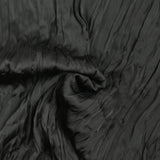 Black crinkle-effect pleated polyester satin
