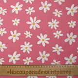Coton imprimé les fleurs d'Alisson fond rose