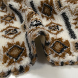 Fausse fourrure sherpa aztèque marron fond blanc cassé