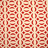 Coton imprimé parenthèse rouge fond beige