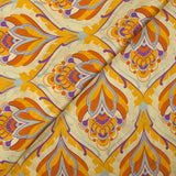 Doublure twill de viscose imprimé tapisserie orange fond jaune beurre