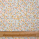 Coton imprimé fleurs de Jade moutarde fond écru