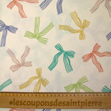 Lazos de cinta estampada de algodón con fondo crudo