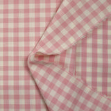 Tissu tailleur laine vichy rose et blanc cassé
