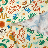 Coton imprimé animaux de la jungle fond écru