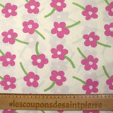 Coton imprimé les fleurs de Rose fond écru