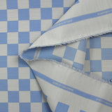 Jacquard de laine mélangée damier gris et bleu