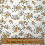 Algodón estampado con flores Naïla fondo blanco roto