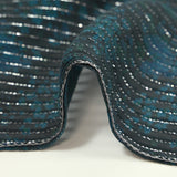 Lurex silk chiffon striped duck blue flowers anthracite background