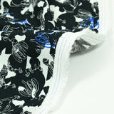 Crêpe Viscose Print Sketch of black and blue flowers